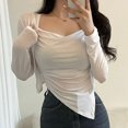 thumbnail image 2 of Ropa de mujer Corea del Sur Dongdaemun sexy mujer plisada camisola puntiaguda + cárdigan corto de manga larga dos piezas, 2 of 5