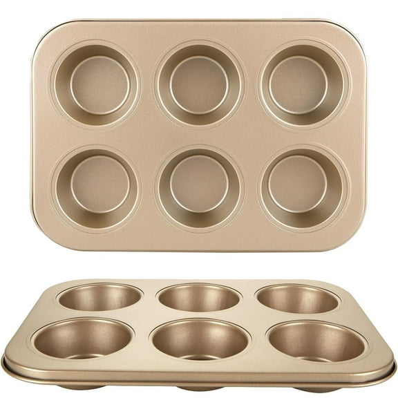 2 Pack Nonstick Muffin Cupcake Pan,Bexikou Carbon Steel Cupcake Pan, 6 Cup Baking Mold Cupcake Bakeware Pan for Making Muffins or Cupcakes