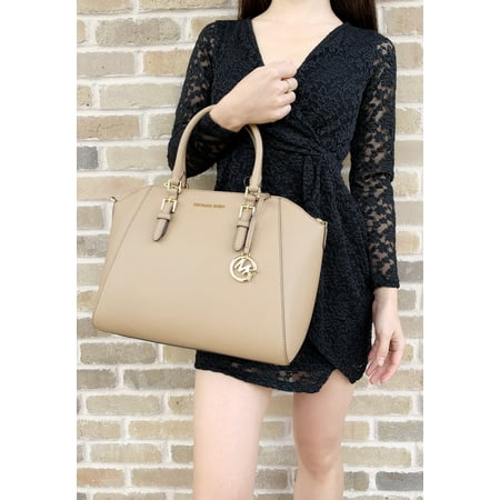 Top Zip Cross Body - Michael Kors Ciara Saffiano Large Top Zip Satchel Crossbody Dark Khaki