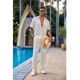 thumbnail image 3 of COOFANDY Men's 2 Piece Outfit Casual Short Sleeve Button Down Shirt Beach Summer Loose Pant Sets, 3 of 8