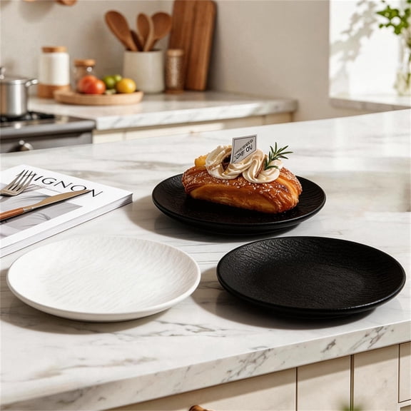 LEFXSMR White Dinner Plates Imitation Stoneware Plastic Plates Northern European Style Kitchen Utensils for Home & Restaurant Use, 9.84in