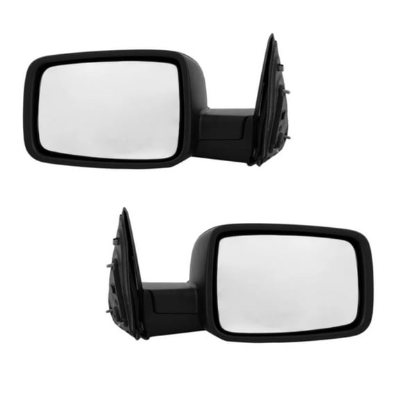 For Dodge Ram 1500 2009 2010 Door Mirror Driver And Passenger Side | Pair | Manual Adjust | Non-Heated | Manual Folding | Textured Black | Replacement For CH1320308, CH1321308 | 55372069AH, 55372068A