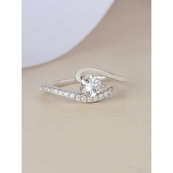 Heart Shaped Moissanite Ring 925 Silver Engagement Ring Zircon Accented Anniversary Gift Ring Silver Promise Ring For Women