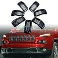 thumbnail image 7 of Kit 7pcs For 2014-2018 Jeep Cherokee 4-Door Matte Black Mesh Grille Grill Cover Glossy Blk Trim Insert, 7 of 7