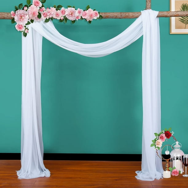 Wedding Arch Drape White Fabric Backdrop Drapery for Bridal Ceremony
