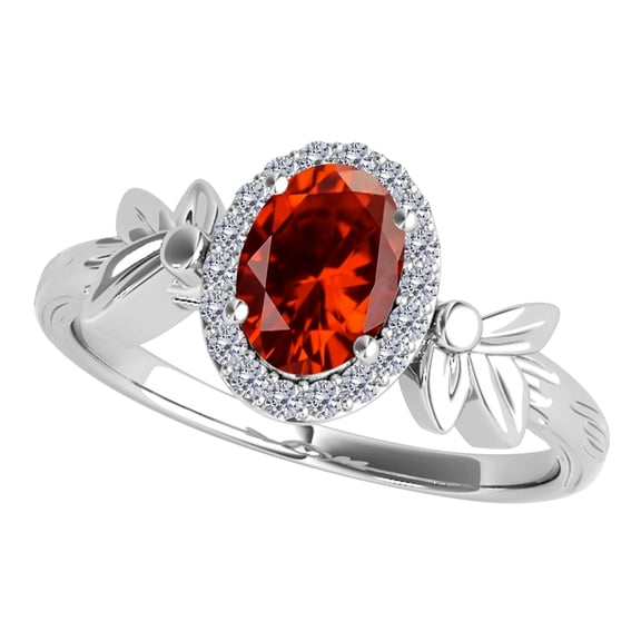 AoneJewelry 1.40 Carat Diamond and Garnet Ring In 10K Solid Rose, Yellow & White Gold