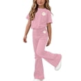 thumbnail image 2 of Mooqilaa Girls Outfit Sets Short Sleeve, 2 Piece Summer Casual Girls Clothing Sets Pink Size 11-12 T, 2 of 5
