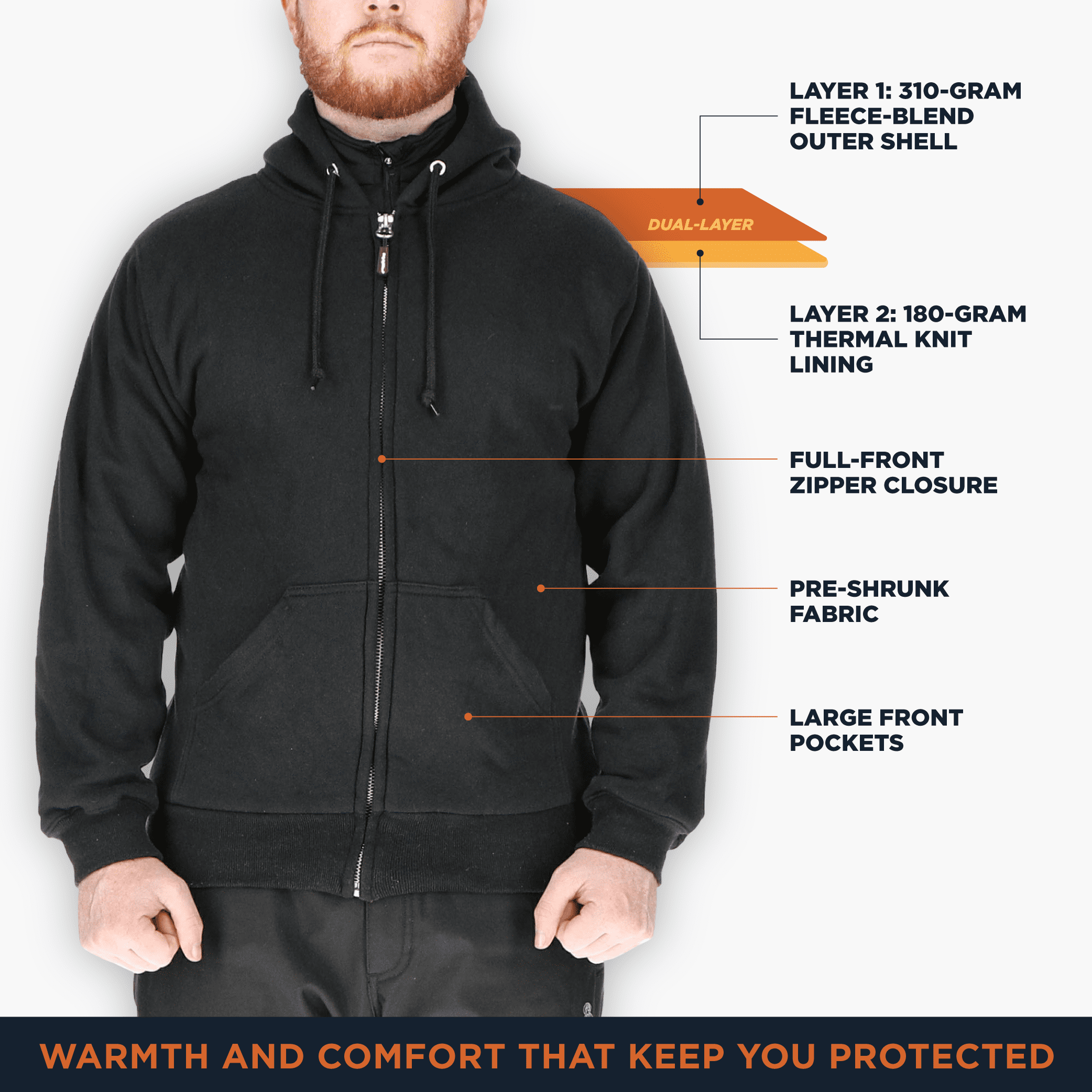 RefrigiWear Men's Thermal Lined Sweatshirt