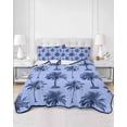 thumbnail image 2 of Quilts Queen Size Bedding Set, Palm Trees Reversible Summer Quilt 3 Pieces, Summer Vintage Tropical Trees Botanical Blue Lightweight Bedspreads Coverlets with 2 Pillow Shams for All Seasons, 2 of 5