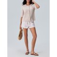 thumbnail image 4 of FOCUSNORM Women Cardigan Elegant Short Sleeve Button Closure Solid Casual Jacket with Pockets, 4 of 9