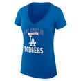 thumbnail image 2 of Women's G-III 4Her by Carl Banks Royal Los Angeles Dodgers Super-Slim Fit Lightweight Team Logo Graphic V-Neck T-Shirt, 2 of 5