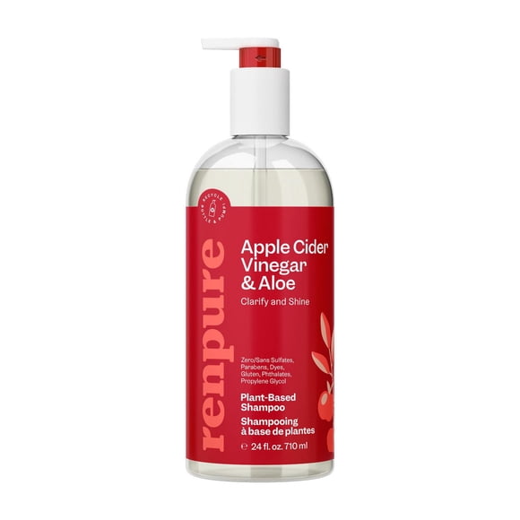 Vinaigre de cidre de pomme Renpure & Shampooing à base de plantes - Clarifie, élimine les résidus et nourrit pour les cheveux brillants et sains - Pour les cheveux ternes - 24 Fl Oz