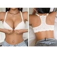 thumbnail image 4 of IFNWSV Push Up Bras for Women Underwire Lace Front Closure Racerback Daily Bra with Light Padding and Full Coverage Support White M, 4 of 5