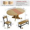 thumbnail image 2 of Virans 5-Piece Round Room Dining Table Set for 4-6,59" Extendable Kitchen Table with 2 Ergonomic Chairs & 2 Benches,Oval Modern Dining Set with MDF Board for Small Space,Oak, 2 of 9