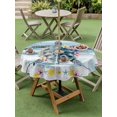 thumbnail image 4 of Outdoor Tablecloth with Umbrella Hole for Patio/Picnic/Party/Camping, Sea Turtle Coastal Waterproof Table Cloth Round Cover Washable, Floral Starfish Blue Vintage Wooden (Dia 54"), 4 of 8