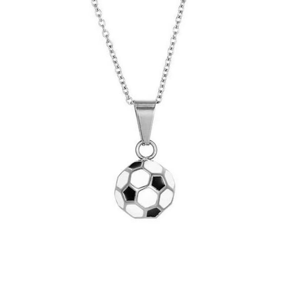 PAMTIER Unisex Stainless Steel Hip Hop Cool Simulation Stereoscopic Cute Sports Soccer Pendant Necklace Europe and America Style Silver with Chain
