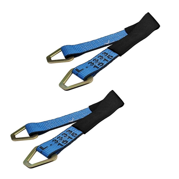Mega Cargo Control USA 2” x 36” Off-Road Axle Tie-Down Straps (2-Pack) - WLL: 3333 lbs - Blue