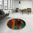 thumbnail image 4 of Ahgly Company Machine Washable Indoor Square Abstract Night Red Area Rugs, 3' Square, 4 of 7