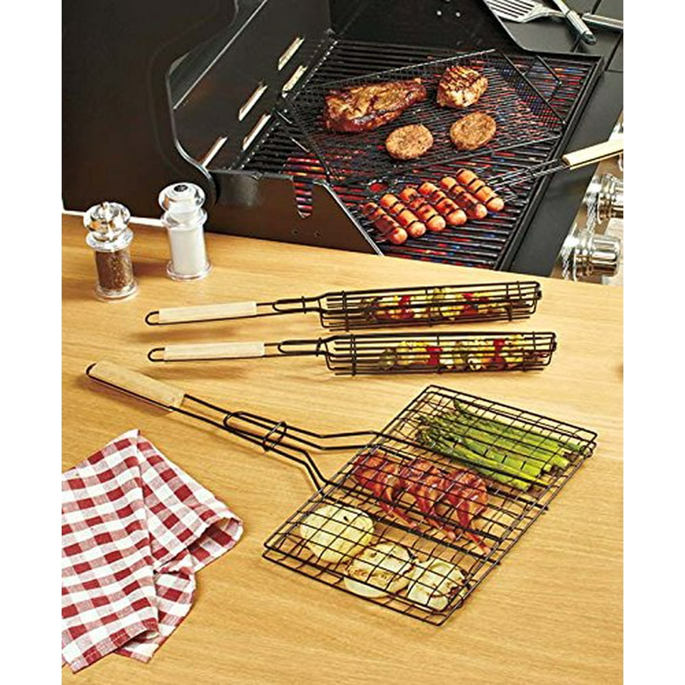 5Pc. Ultimate Grill Basket Set Bbq Hot Dog Sausage Cooker Grill Rack