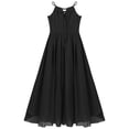 thumbnail image 4 of iiniim Kids Flower Girls Wedding Party Halter Neck Dress Birthday Bridesmaid Ruffled Hem Dress, 4 of 7