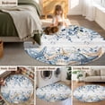thumbnail image 5 of Round Rug 7Ft Washable Non-Slip, Blue Eucalyptus Coastal Circle Area Rugs for Living Room Bedroom, Beach Starfish Shell Nautical Retro Indoor Floor Mats Carpet Runner for Home Decor Aesthetic, 5 of 8