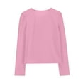 thumbnail image 5 of RUTAYY Girl Child Tee Pleated Front Long Sleeve Shirts Puffed Soft Cute Casual Crewneck T Shirts Tops Classic Versatile Clothing, Pink, 9-10 Years, 5 of 8