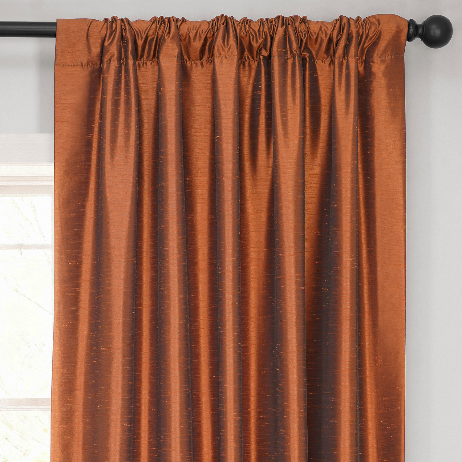 Half Price Drapes Copper Kettle Faux Dupioni Silk Blackout Curtains for Bedrooms (1 Panel),50WX 120L