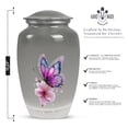 thumbnail image 2 of Butterfly Cremation Urn for Human Ashes, Large Decorative Urn for Adult Female, Elegant Pink & Blue Butterfly with Flower, Funeral Urn with Velvet Bag (10 Inch 1 Pc), 2 of 7