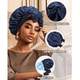 thumbnail image 5 of Satin Bonnet for Sleeping, Double Layer Hair Bonnet with Elastic Tie Band, Soft Night Cap for Curly and Straight HairNavy Blue + Light Blue), 5 of 13