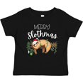 thumbnail image 3 of Inktastic Merry Slothmas Cute Christmas Sloth in Hat with Lights Boys or Girls Baby T-Shirt, 3 of 5