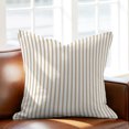 thumbnail image 5 of Throw Pillow Covers 18x18 Inch, Thin Beige Striped Decorative Pillow Cases for Couch Sofa Bed, Farmhouse Modern Stripes Cotton Linen Square Home Decor Pillowcases with Hidden Zipper, 5 of 9