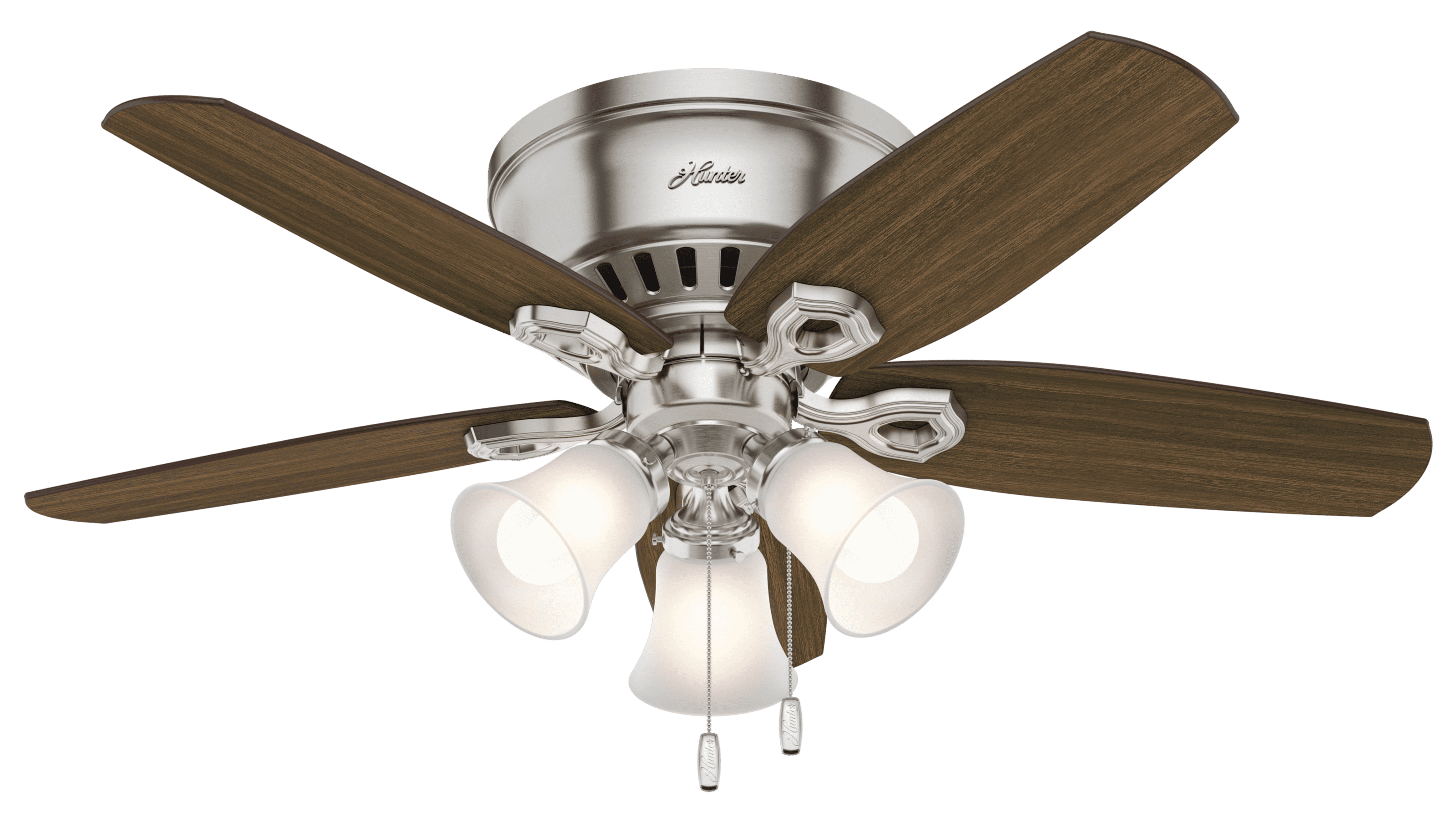 Hunter Fan 42 inch Low Profile Brushed Nickel Indoor Ceiling Fan with Light Kit 