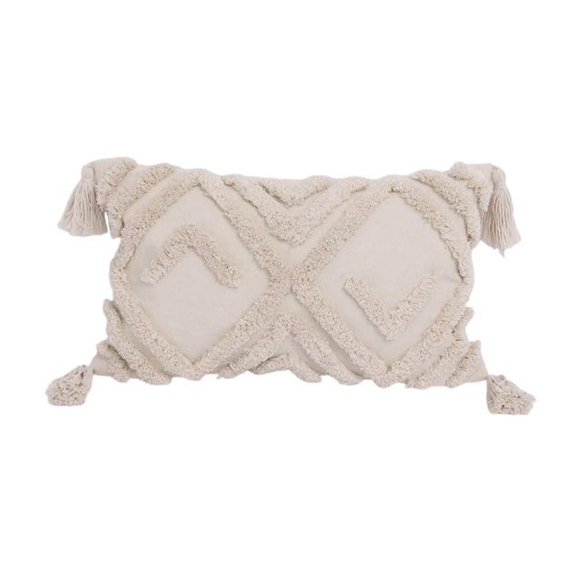 de almoha con mechones de de almoha de tiro Beige 30x50cm Zulema fundas de almohada de tiro boho