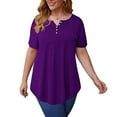thumbnail image 3 of GingDin Women's Plus Size Tops Henley V Neck Button T Shirt Floral Casual Blouse m-4xl, 3 of 12