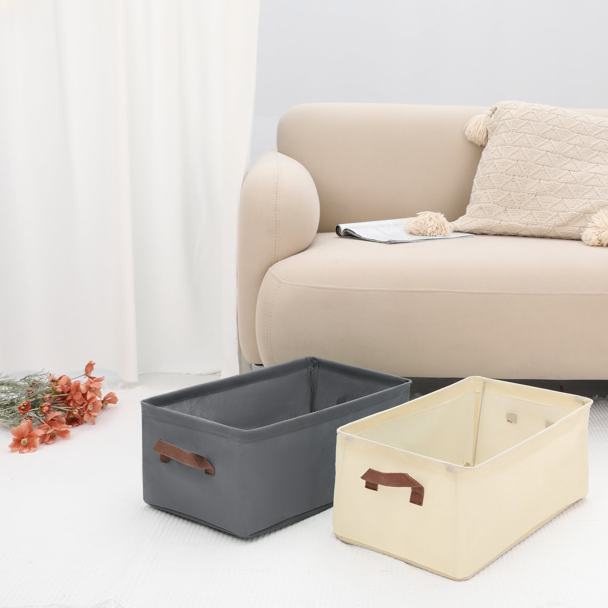 Unique Bargains Fabric Storage Cube Bin for Shelves Collapsible Storage Basket 1 Pcs Grey