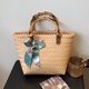 thumbnail image 5 of Bolso de playa tejido a la moda para mujer, versátil para vacaciones (caqui), 5 of 8