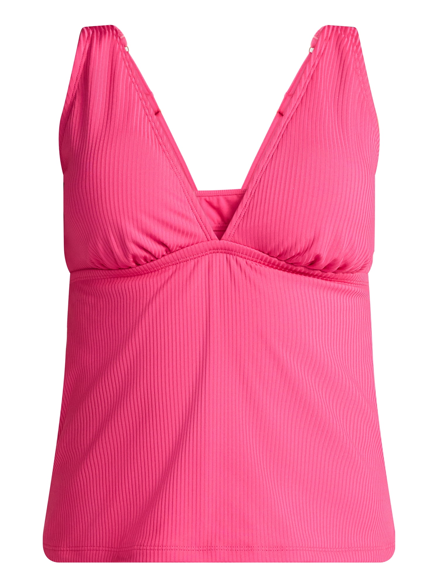 Time and Tru Women’s and Women’s Plus V Neck Tankini Top, Sizes XS-2X