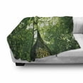 thumbnail image 3 of Forest Soft Flannel Fleece Throw Blanket, Tall Old Tree View Sun Rays Top Branches Leaves Nature Picture, Cozy Plush for Indoor and Outdoor Use, 60" x 80", Green Pale Green Brown, by Ambesonne, 3 of 6