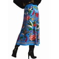 thumbnail image 2 of Women'S Skirt Midi Skirt Tropical Plant Print Pink Zipper A-Line Long Skirts Spring Summer Skirt Floral Blue S, 2 of 9