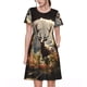 thumbnail image 1 of Easygdp Enchanted Deer In Cave para Vestido Transpirable de Mujer, Vestido Suelto de Manga Corta con Pliegues y Bolsillos para el Verano, 1 of 6