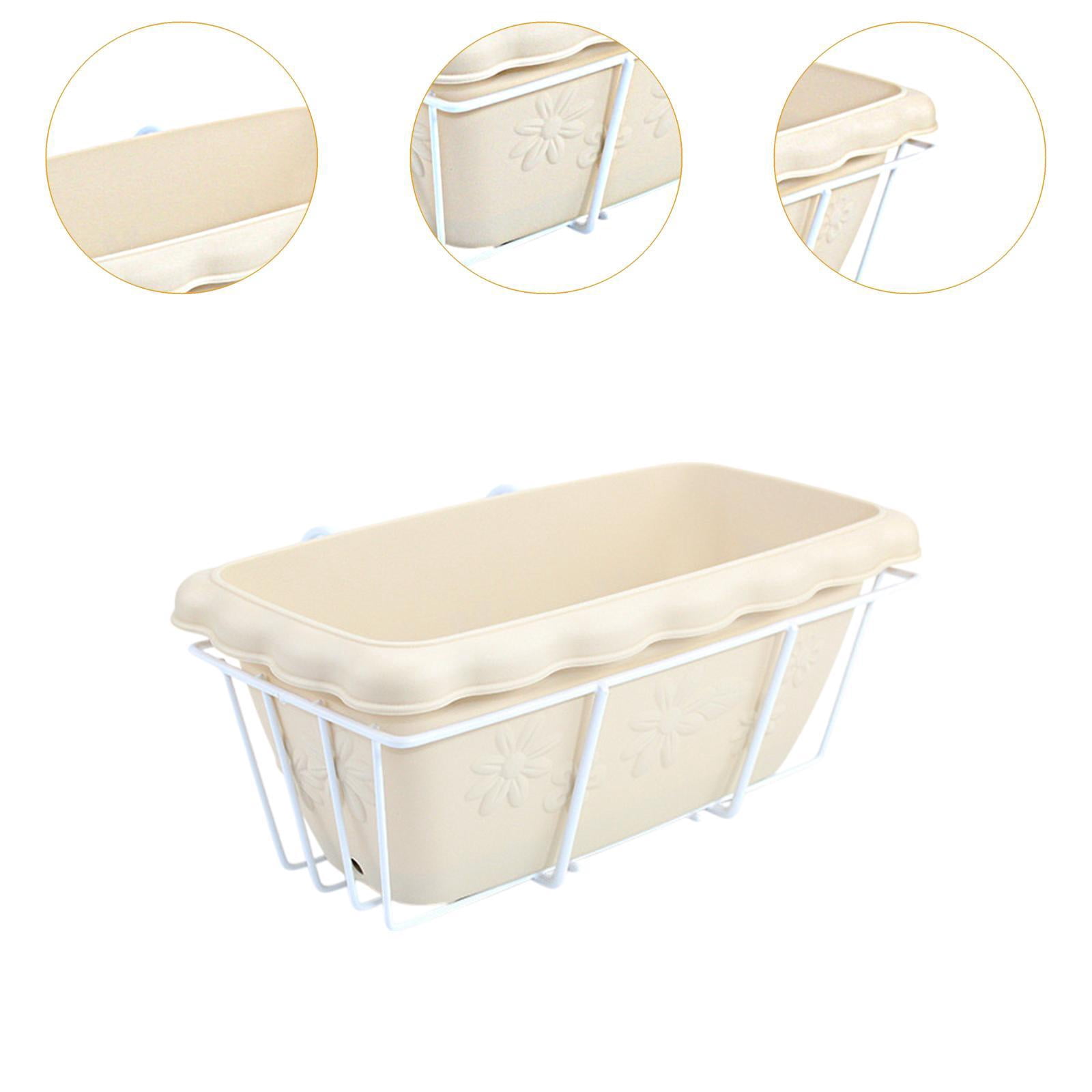 figatia Hanging Planter for Balcony Railing Flowerpot with Tray Rack Plant Basket Decorative for Deck Garden Railing Porch Windowsill beige and white