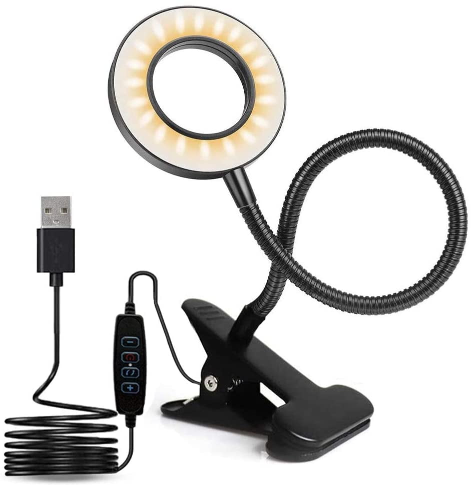 USB Desk Lamp Clip on Table Selfie Ring Light Video Makeup Reading ...