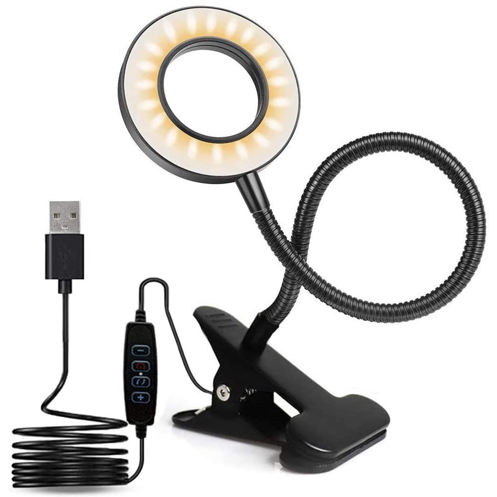 USB Desk Lamp Clip on Table Selfie Ring Light Video Makeup Reading