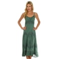 thumbnail image 5 of Sakkas Stonewashed Rayon Embroidered Adjustable Spaghetti Straps Long Dress - Sage Green - S/M, 5 of 5