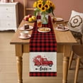 thumbnail image 2 of Valentine's Day Table Runner - 120 Inch Long Truck Loves Red Plaid Romantic Beige Cotton and Linen Blended Dress Scarves Farmhouse Table Runner for Kitchen Dining, Coffee Table, 13" x 120", 2 of 8