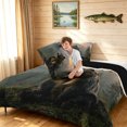 thumbnail image 4 of Manfei Farmhouse Style Grizzly Bear King Size Comforter Sets, Forest Landscape Comforters King Size, Cream Gray, Black Reversible, 3-Piece, 1 Comforter and 2 Pillowcases, 4 of 7