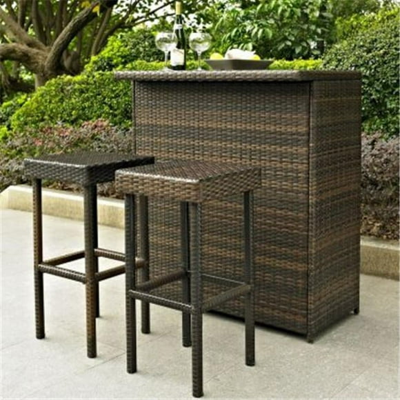 Modern Marketing Concepts Palm Harbor Outdoor Wicker Bar Stool - Set of 2, Brown