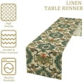 thumbnail image 3 of Damask Plants Table Runner, Retro Green Colorful Floral Linen Table Top Decor for Wedding Party 13x90 Inch, 3 of 6