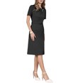 thumbnail image 4 of INSPIRE CHIC Women's A Line Dress Short Sleeve Asymmetrical Neck Elegant Business Work Dresses with Belted 2XL Black, 4 of 6