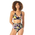 thumbnail image 3 of Anne Cole Women's High Waist Floral Print Swim Bottoms Swimsuit Blue Size X-Small, 3 of 3